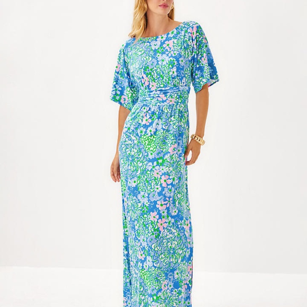 Lilly Pulitzer Blue and Green Maxi Dress